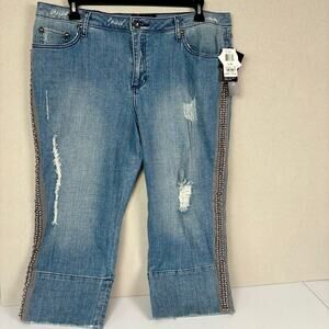 Baby Phat Jeans Capri Embellished Beads Rhinestones Women's Size 20